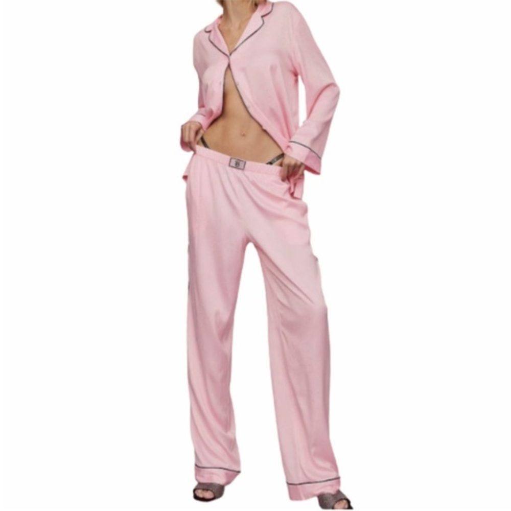 Victoria Secret Luxe Satin Pajama Set 2PC Pink Glazed Shine Sleepwear